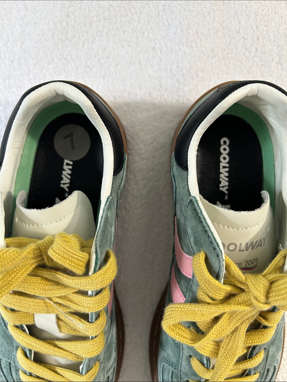 Coolway 7 Sneakers Goal in Green Forest Suede Free People black yellow no box - Picture 12 of 14